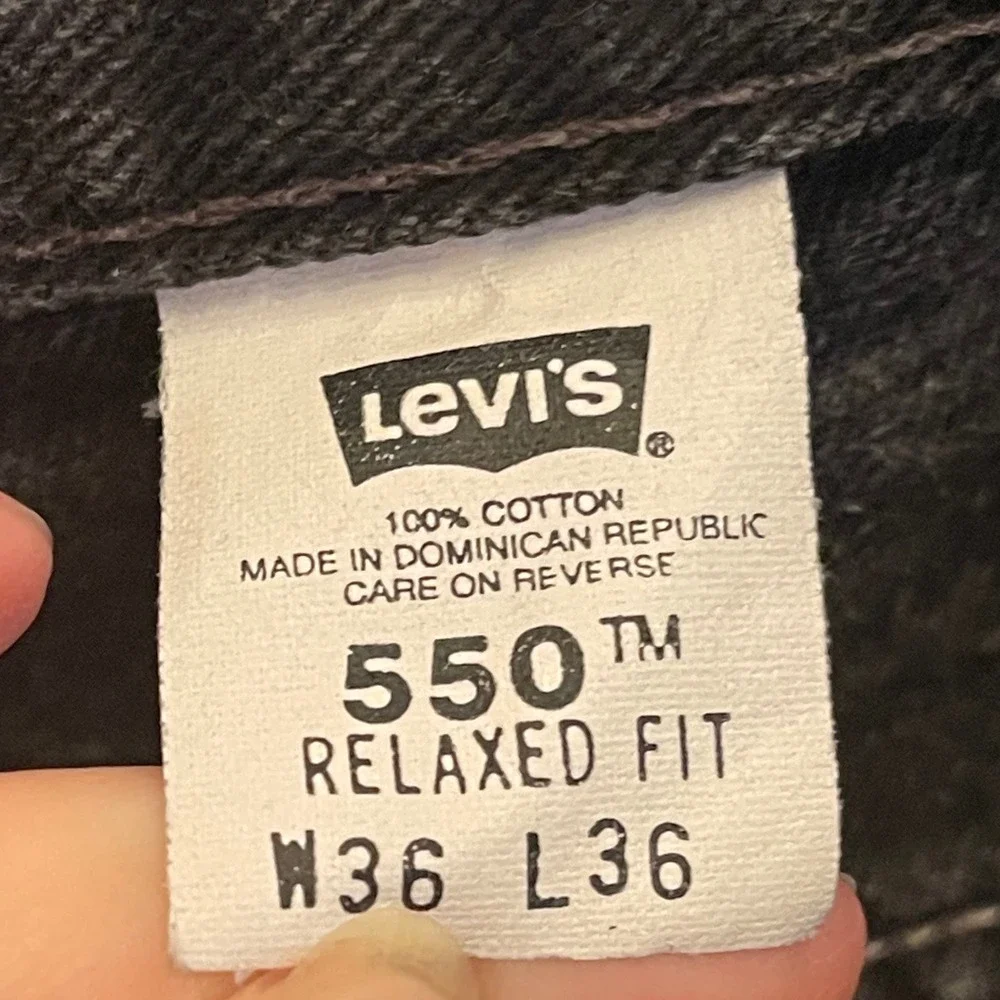 Vintage Levis 550 Relaxed Fit Black Denim Jeans Mens 36x36